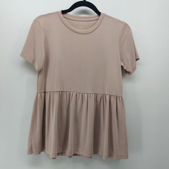 American Eagle Outfitters Tops - American Eagle Size XS Women's Pale Mauve Dirty Pink Short Sleeve Blouse Baby
